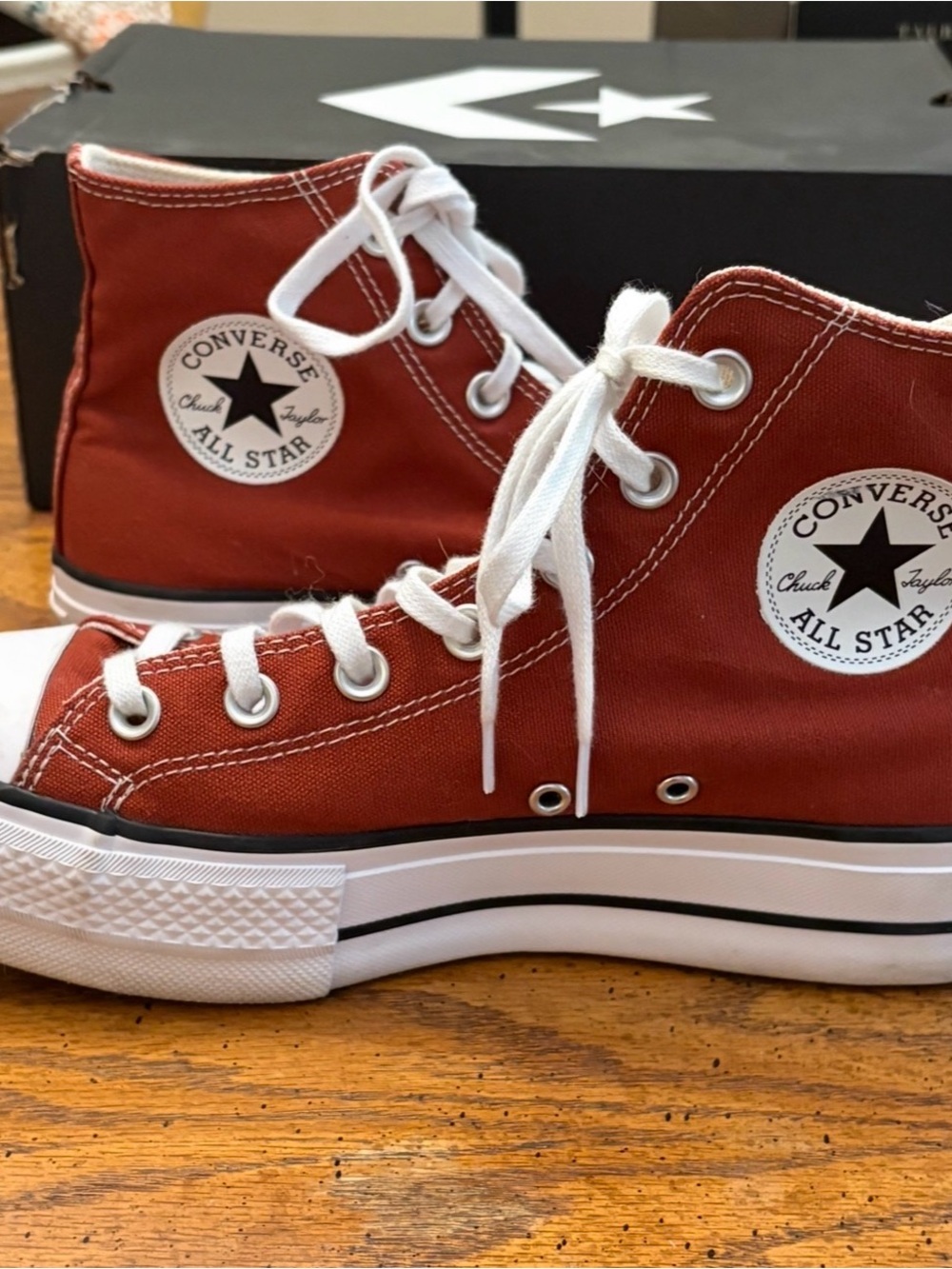 Converse Chuck Taylor All Star High Top Sneakers - Rust Red with White Accents